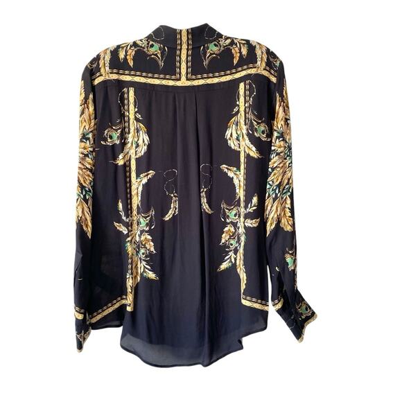 Reiss Tiff Feather Printed Button Down Blouse size 4 Navy Blue - Picture 8 of 12